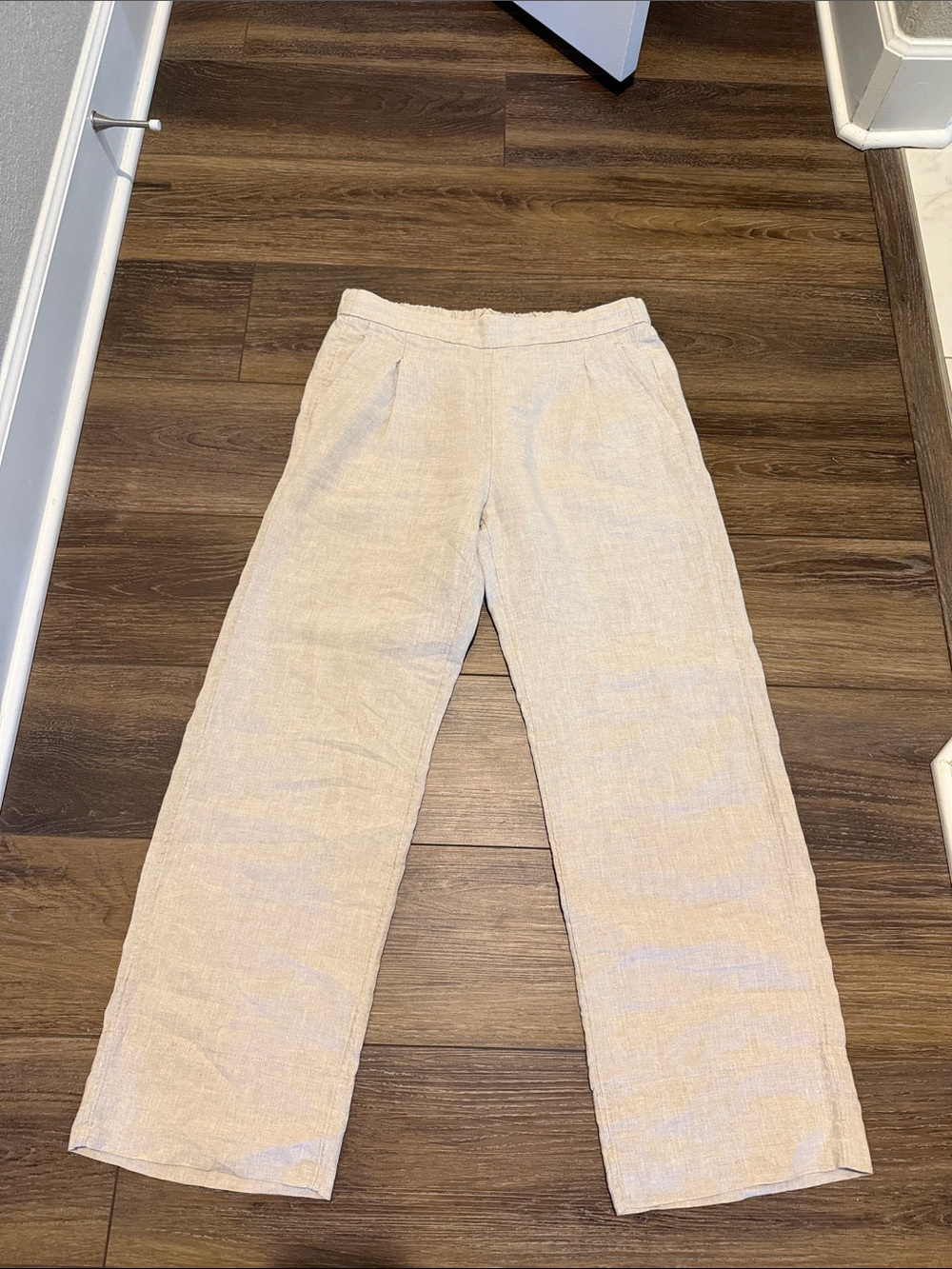 AYR The Secret Sauce Linen Wide Leg Pants Natural Oatmeal Size Small